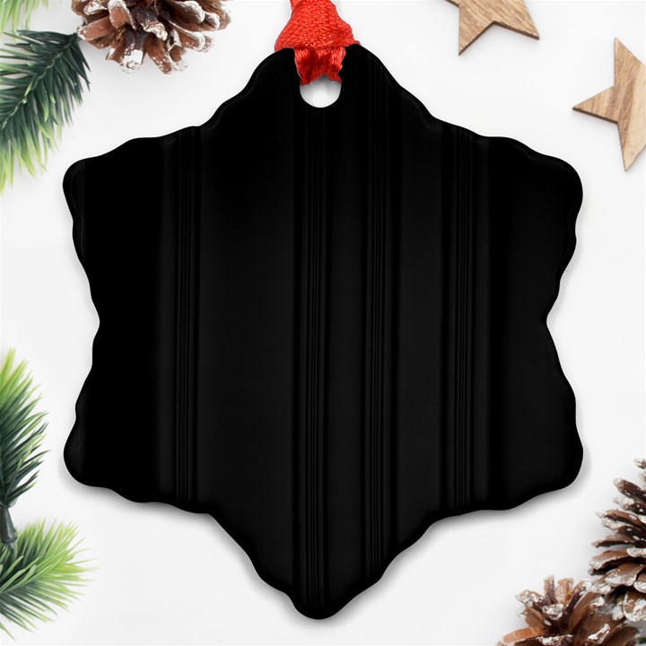 Pitch Black Color Stripes Snowflake Ornament (Two Sides)