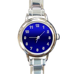 Cobalt Blue Gradient Ombre Color Round Italian Charm Watch by SpinnyChairDesigns