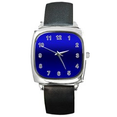 Cobalt Blue Gradient Ombre Color Square Metal Watch by SpinnyChairDesigns