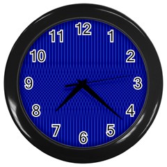 Cobalt Blue Color Stripes Wall Clock (black) by SpinnyChairDesigns