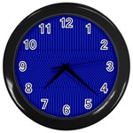 Cobalt Blue Color Stripes Wall Clock (Black) Front