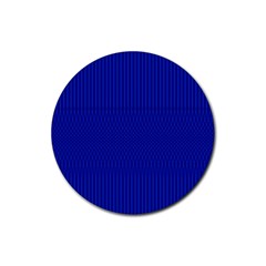 Cobalt Blue Color Stripes Rubber Round Coaster (4 Pack)  by SpinnyChairDesigns