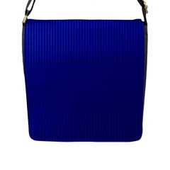 Cobalt Blue Color Stripes Flap Closure Messenger Bag (l) by SpinnyChairDesigns