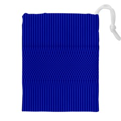 Cobalt Blue Color Stripes Drawstring Pouch (5xl) by SpinnyChairDesigns