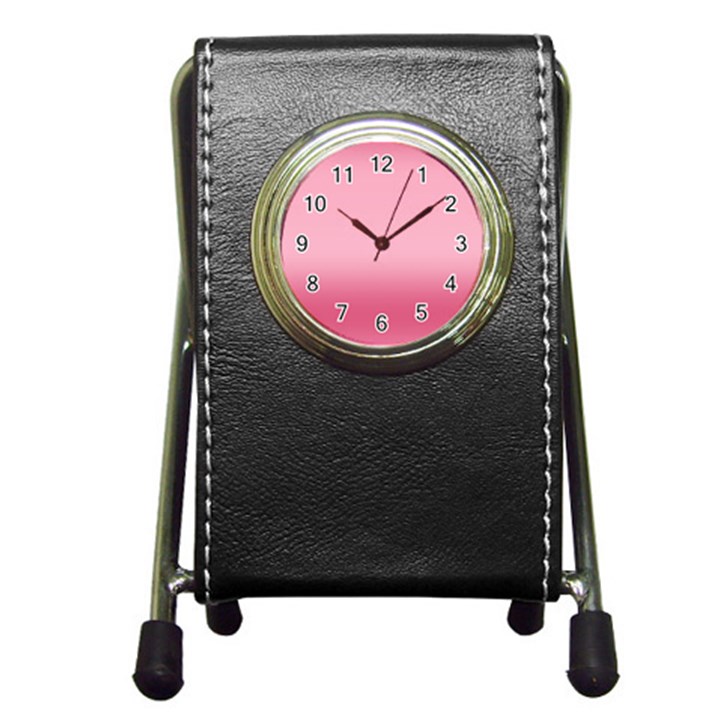 Blush Pink Color Gradient Ombre Pen Holder Desk Clock