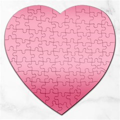 Blush Pink Color Gradient Ombre Jigsaw Puzzle (heart) by SpinnyChairDesigns