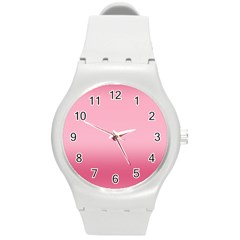 Blush Pink Color Gradient Ombre Round Plastic Sport Watch (m) by SpinnyChairDesigns