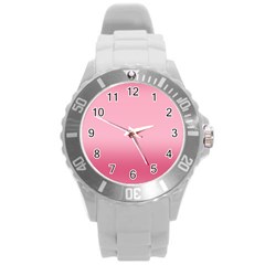 Blush Pink Color Gradient Ombre Round Plastic Sport Watch (l) by SpinnyChairDesigns