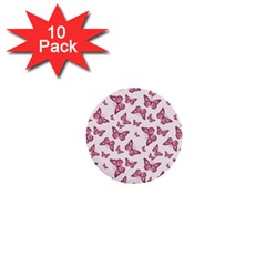 Blush Pink Color Butterflies 1  Mini Buttons (10 Pack)  by SpinnyChairDesigns