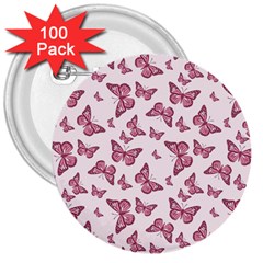 Blush Pink Color Butterflies 3  Buttons (100 Pack)  by SpinnyChairDesigns