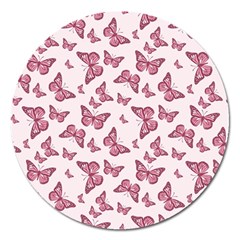 Blush Pink Color Butterflies Magnet 5  (round) by SpinnyChairDesigns