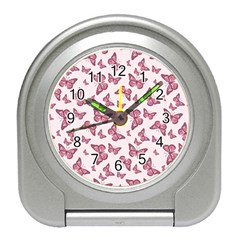 Blush Pink Color Butterflies Travel Alarm Clock by SpinnyChairDesigns