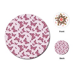 Blush Pink Color Butterflies Playing Cards Single Design (round) by SpinnyChairDesigns