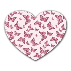 Blush Pink Color Butterflies Heart Mousepads by SpinnyChairDesigns