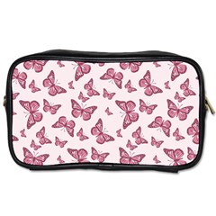 Blush Pink Color Butterflies Toiletries Bag (two Sides) by SpinnyChairDesigns