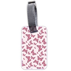 Blush Pink Color Butterflies Luggage Tag (two Sides) by SpinnyChairDesigns