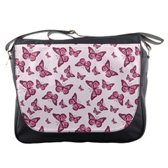 Blush Pink Color Butterflies Messenger Bag by SpinnyChairDesigns