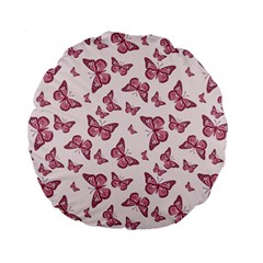 Blush Pink Color Butterflies Standard 15  Premium Round Cushions by SpinnyChairDesigns