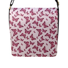 Blush Pink Color Butterflies Flap Closure Messenger Bag (l) by SpinnyChairDesigns