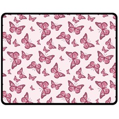 Blush Pink Color Butterflies Double Sided Fleece Blanket (medium)  by SpinnyChairDesigns