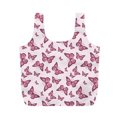 Blush Pink Color Butterflies Full Print Recycle Bag (m) by SpinnyChairDesigns