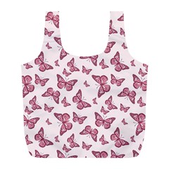 Blush Pink Color Butterflies Full Print Recycle Bag (l) by SpinnyChairDesigns