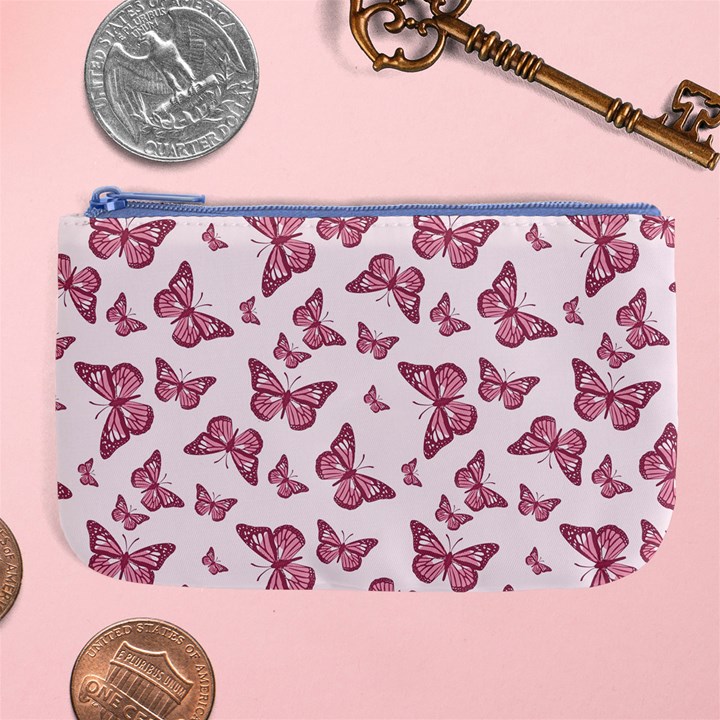 Blush Pink Color Butterflies Large Coin Purse