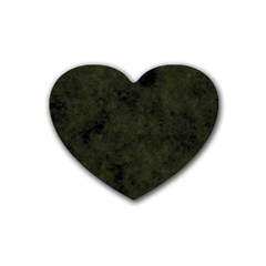 Army Green Color Grunge Heart Coaster (4 Pack)  by SpinnyChairDesigns