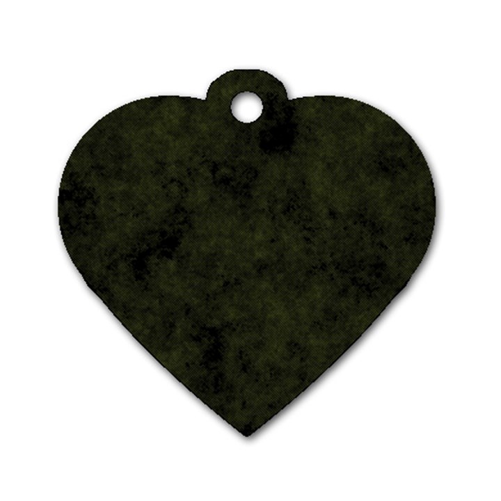 Army Green Color Grunge Dog Tag Heart (One Side)