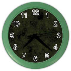 Army Green Color Grunge Color Wall Clock by SpinnyChairDesigns