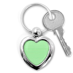 Mint Green White Stripes Key Chain (heart) by SpinnyChairDesigns