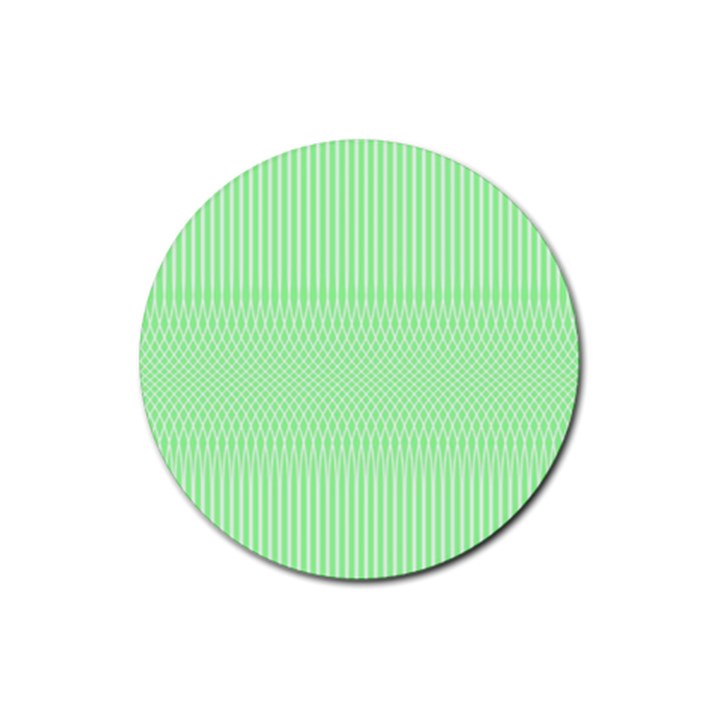 Mint Green White Stripes Rubber Coaster (Round) 