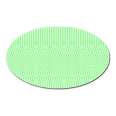 Mint Green White Stripes Oval Magnet by SpinnyChairDesigns