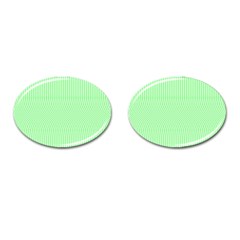 Mint Green White Stripes Cufflinks (oval) by SpinnyChairDesigns