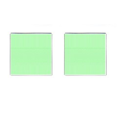 Mint Green White Stripes Cufflinks (square) by SpinnyChairDesigns