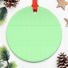 Mint Green White Stripes Round Ornament (two Sides) by SpinnyChairDesigns