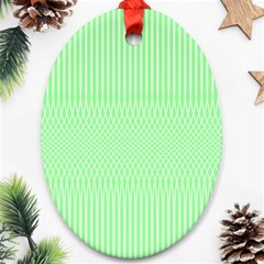 Mint Green White Stripes Oval Ornament (two Sides) by SpinnyChairDesigns