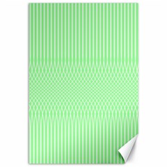 Mint Green White Stripes Canvas 12  X 18  by SpinnyChairDesigns