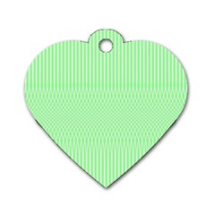 Mint Green White Stripes Dog Tag Heart (one Side) by SpinnyChairDesigns