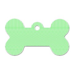 Mint Green White Stripes Dog Tag Bone (two Sides) by SpinnyChairDesigns