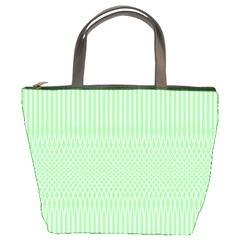 Mint Green White Stripes Bucket Bag by SpinnyChairDesigns