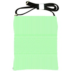 Mint Green White Stripes Shoulder Sling Bag by SpinnyChairDesigns