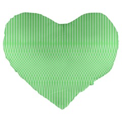 Mint Green White Stripes Large 19  Premium Heart Shape Cushions by SpinnyChairDesigns