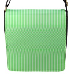 Mint Green White Stripes Flap Closure Messenger Bag (s) by SpinnyChairDesigns