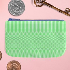 Mint Green White Stripes Large Coin Purse by SpinnyChairDesigns