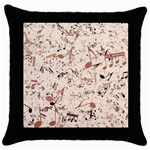 Music Notes Pattern Cinnamon Color Throw Pillow Case (Black) Front