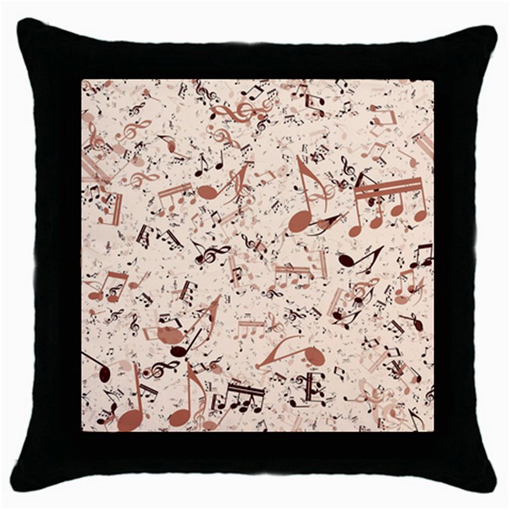 Music Notes Pattern Cinnamon Color Throw Pillow Case (Black)