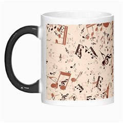 Music Notes Pattern Cinnamon Color Morph Mugs by SpinnyChairDesigns