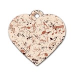 Music Notes Pattern Cinnamon Color Dog Tag Heart (Two Sides) Front