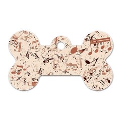 Music Notes Pattern Cinnamon Color Dog Tag Bone (one Side) by SpinnyChairDesigns